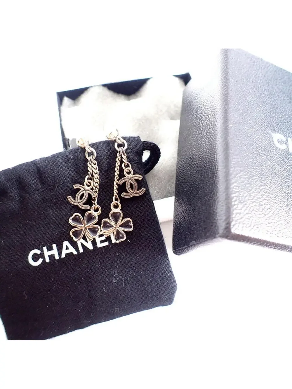 Chanel Cc Logo Clover Earrings Metal #209468C69B